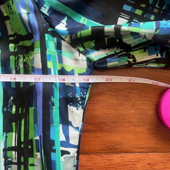 Leslie Fay Modest Long Sleeve Belted Duster Shirt Dress Abstract Geometric Sz 8 - Picture 9 of 10